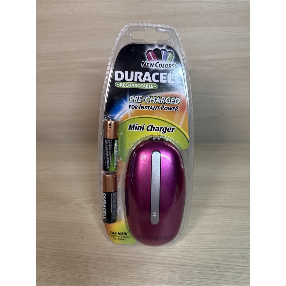 DURACELL Battery Charger 2 Rechargeable -‎ Pink & 2 AA NiMH Batteries Brand New